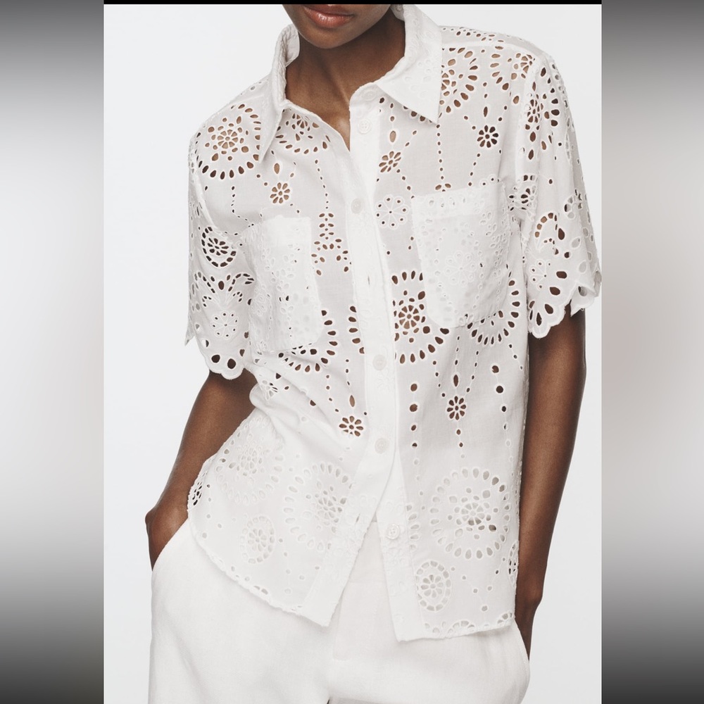 🤍🤍WHITE EMBROIDERY 🪡 SHIRT 🤍🤍
